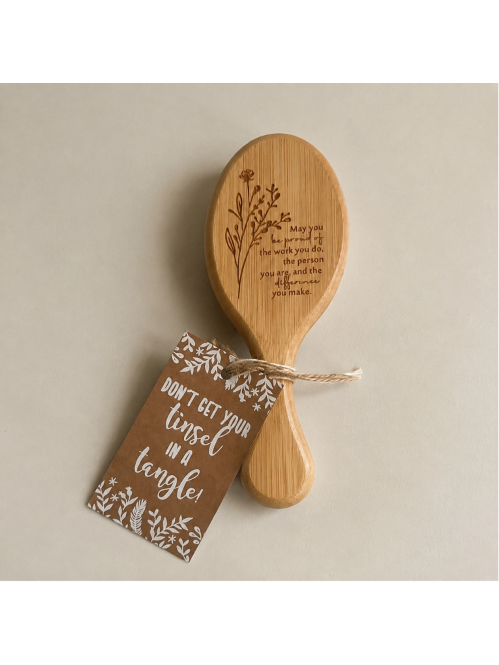Mini Bamboo Hairbrush Inspirational Quote Gift NWT